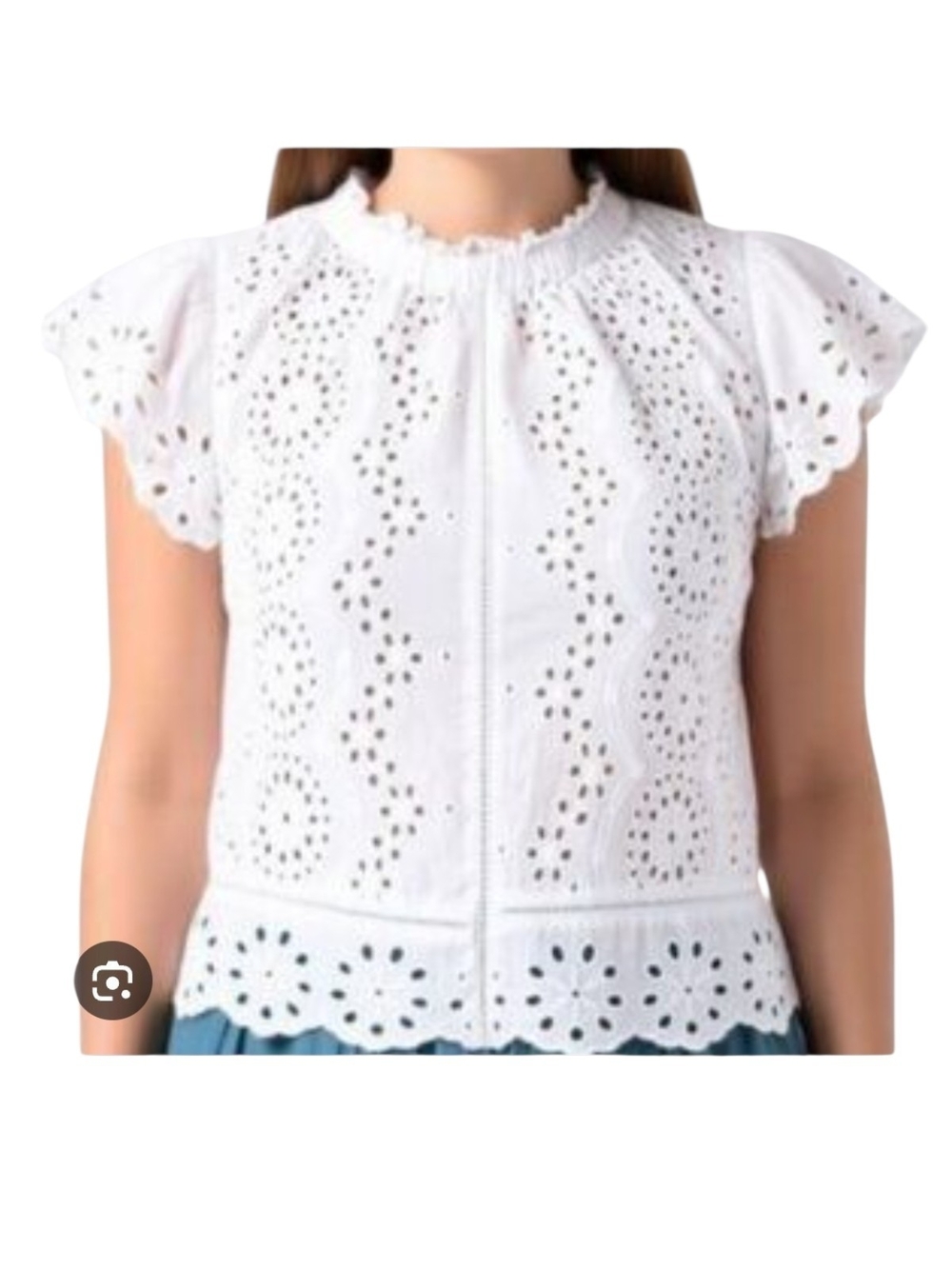 NWT Bailey 44 White Eyelet Lace Flutter Sleeve Top